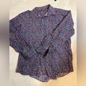 Alan Flusser men’s dress shirt XL spiral dots multicolor